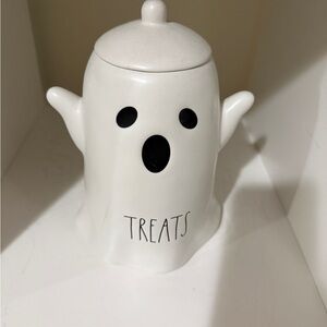 Rae Dunn Ghost 'TREATS' Ceramic Candy Cookie Jar Halloween Decor Decorations 🎃